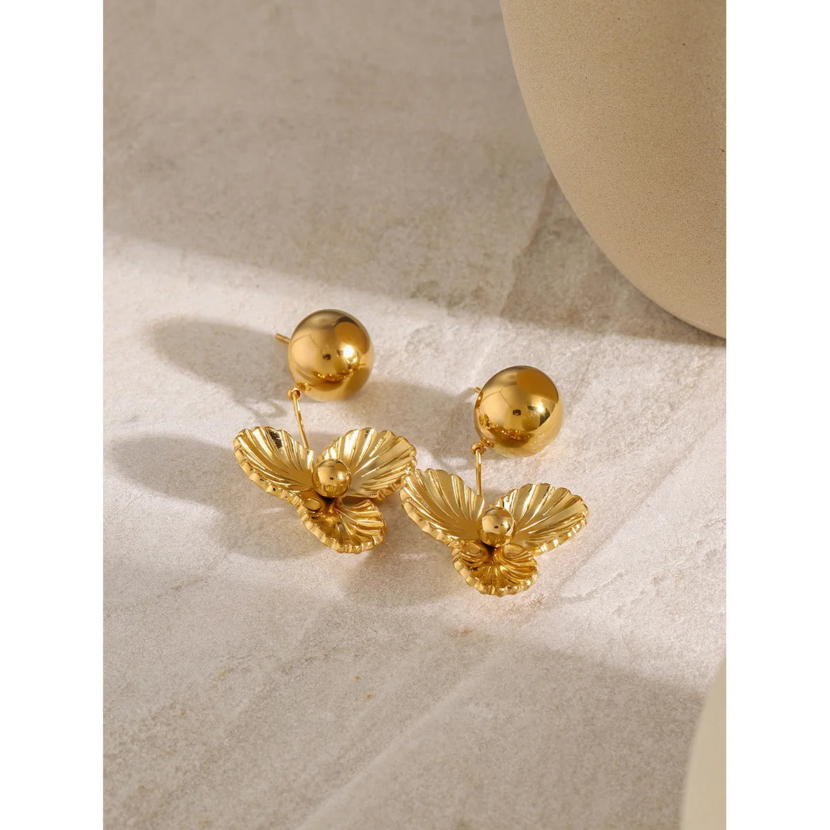 18K Gold Plated Waterproof Flower Drop Earrings
