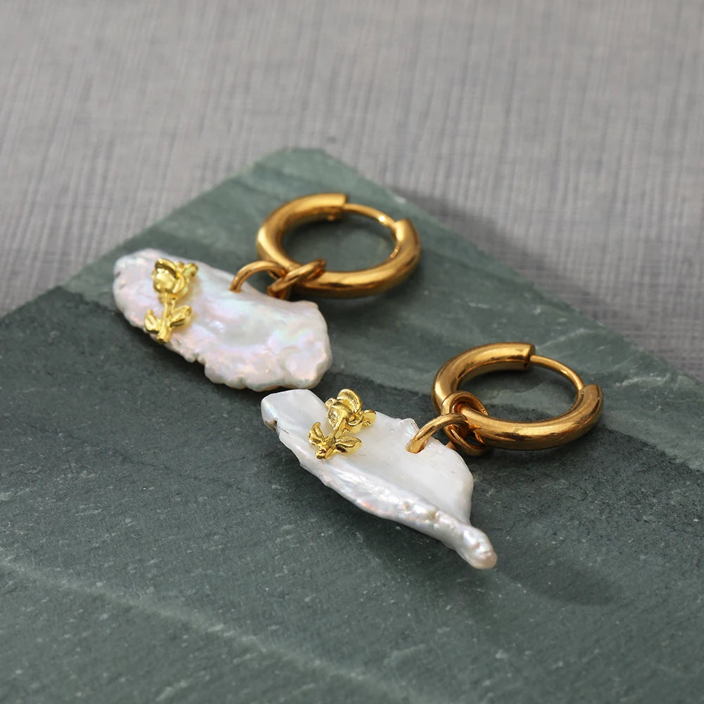 18K Gold Plated Waterproof Freshwater Pearl Drop Earrings