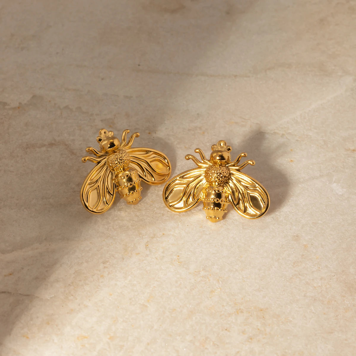 18K Plated Bee Earrings Waterproof