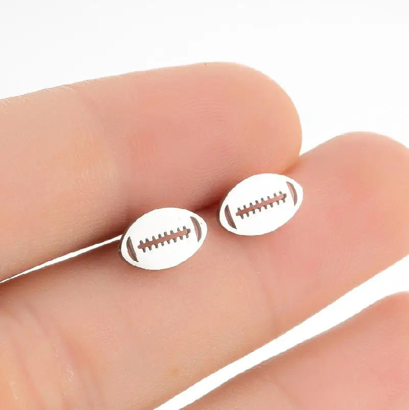 Stainless Steel Sports Stud Earrings
