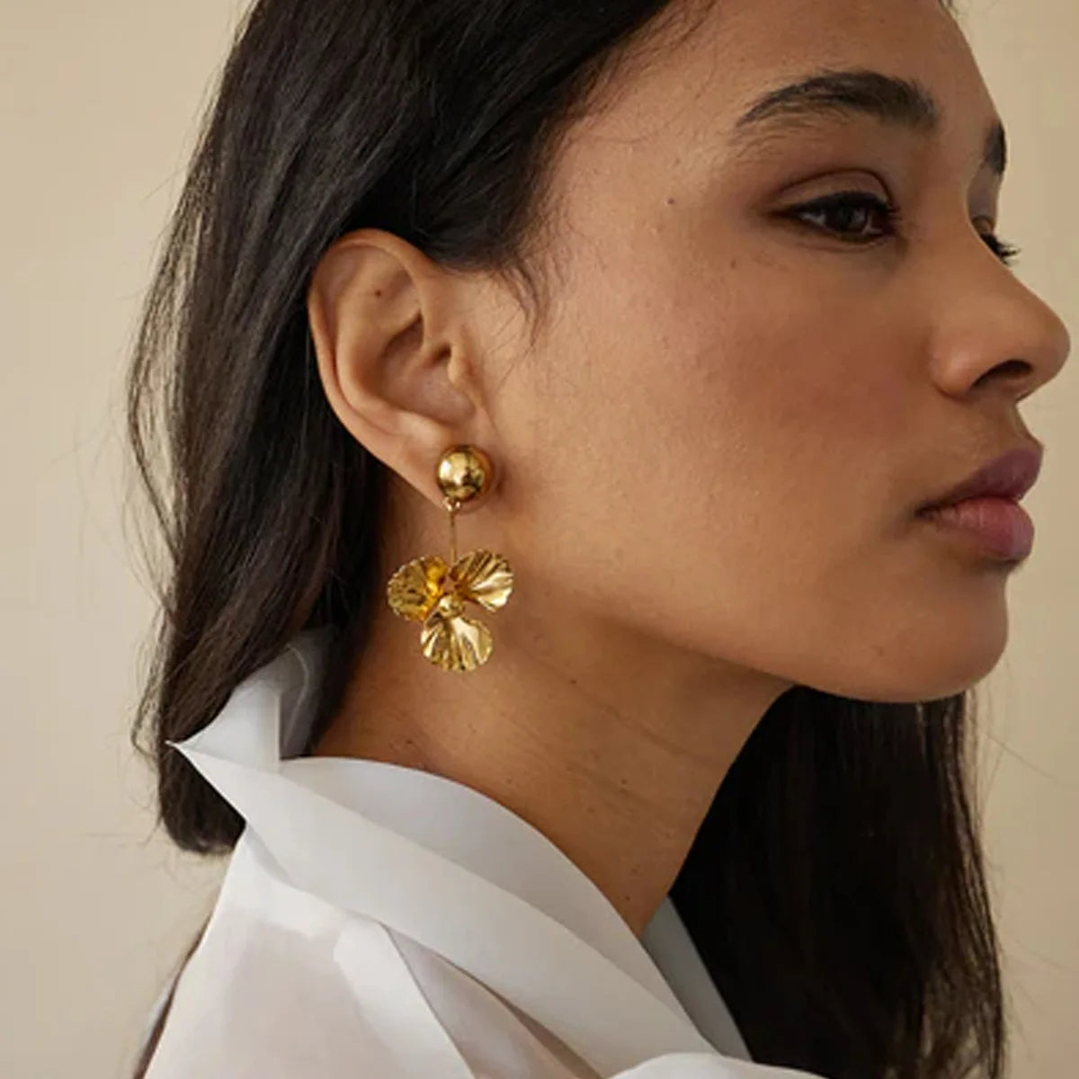 18K Gold Plated Waterproof Flower Drop Earrings