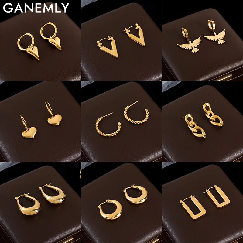 18K Gold Plated Waterproof Vintage Earrings