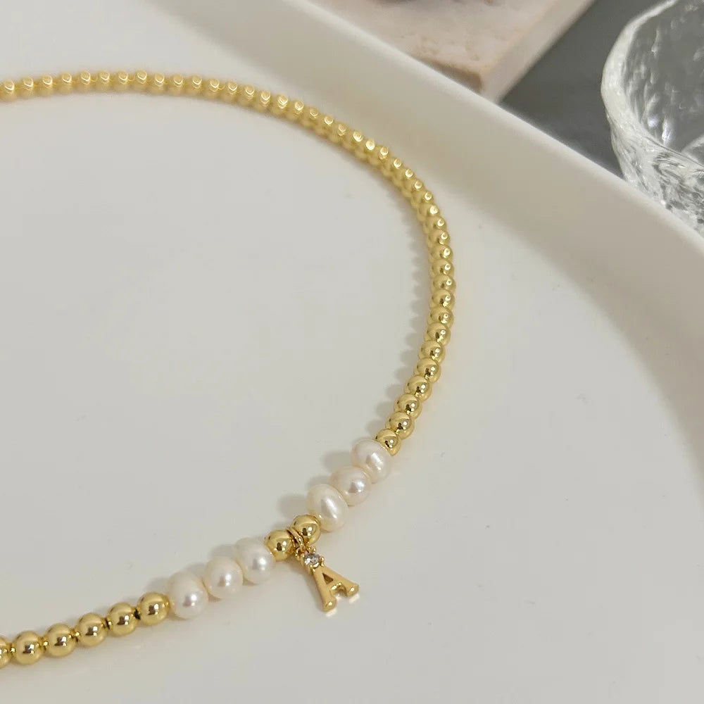 Waterproof 18 K Gold Plated Letter Necklace