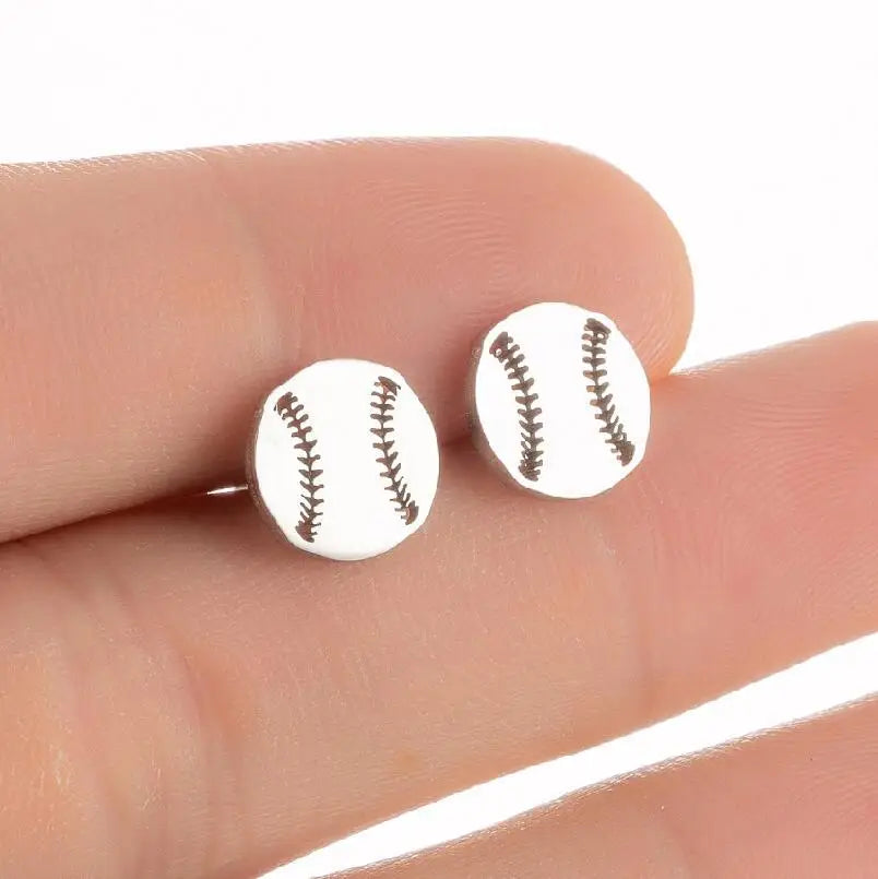 Stainless Steel Sports Stud Earrings