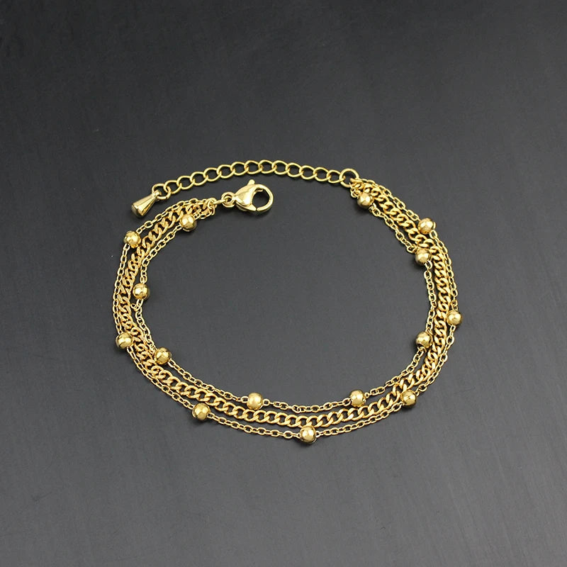 Bead Wrapped Chain 18k Gold-plated Waterproof Bracelet