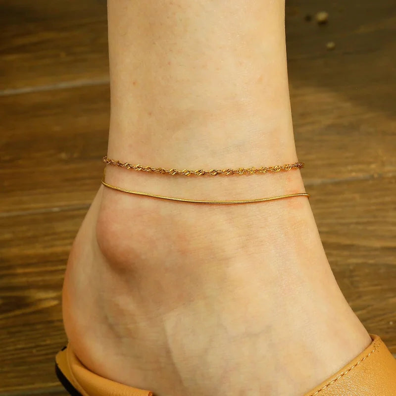18k Gold Plated Ankle Bracelets Waterproof