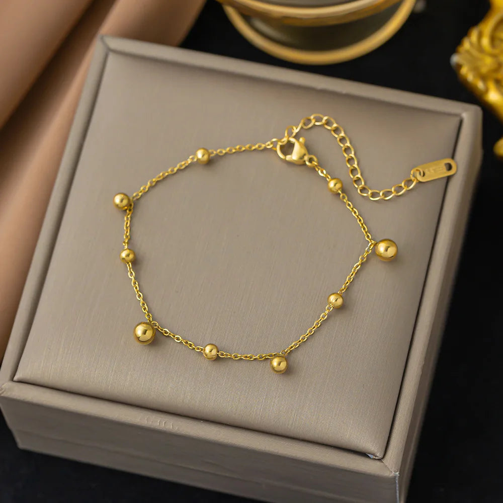 Gold Plated WATERPROOF Bead Chain Bracelet