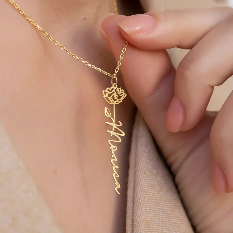 Custom Month Flower Necklace