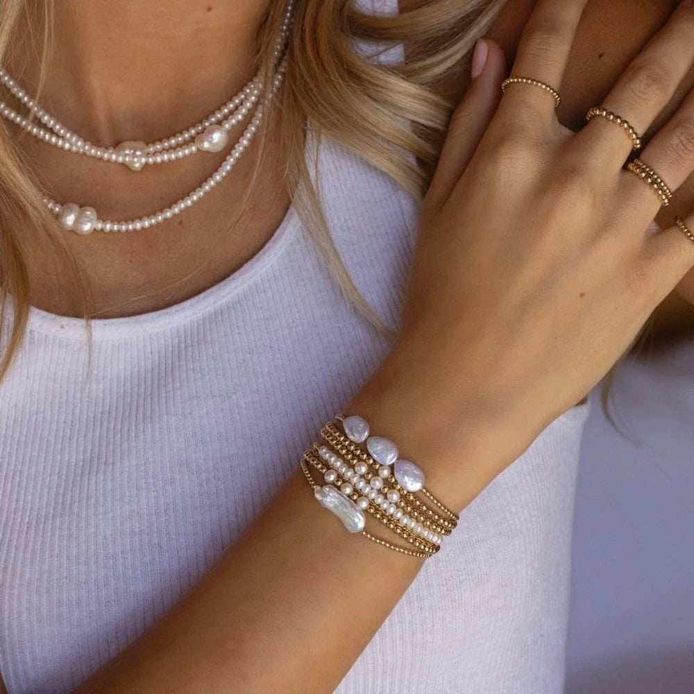 18K Gold Plated WATERPROOF Freshwater Pearl Bracelets
