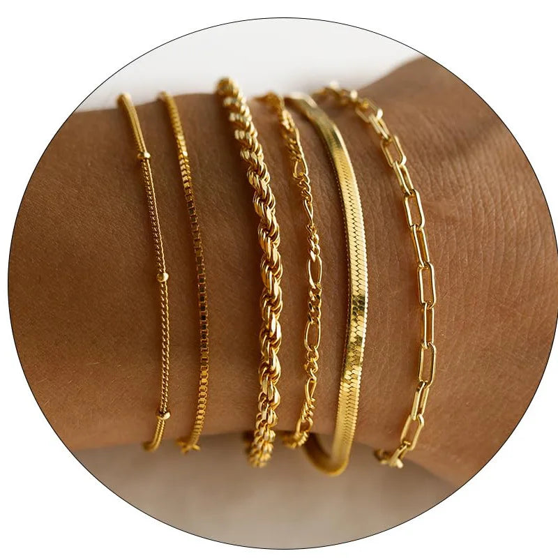 14K Gold Plated Stainless WATERPROOF Layering Bracelet