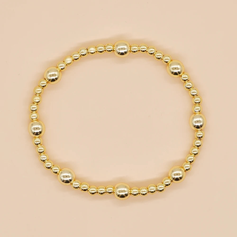 3pcs/Set Waterproof Beads 18K Plated Bracelets