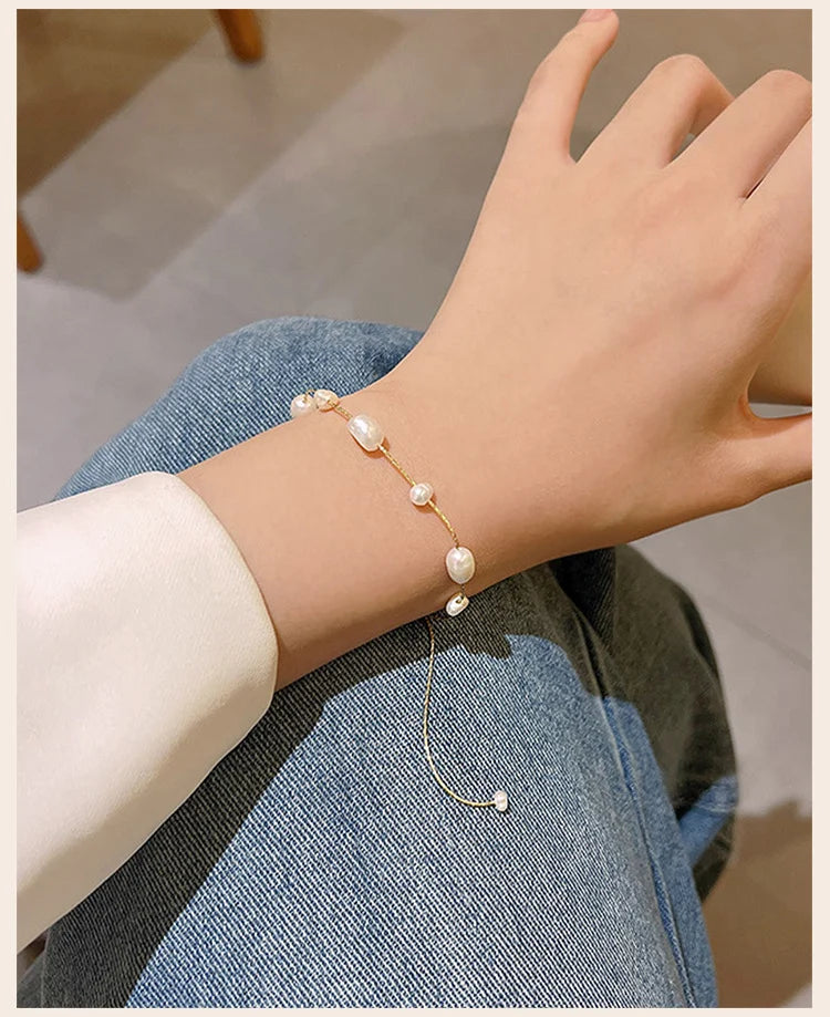 Dainty Chain Pearl Bracelet