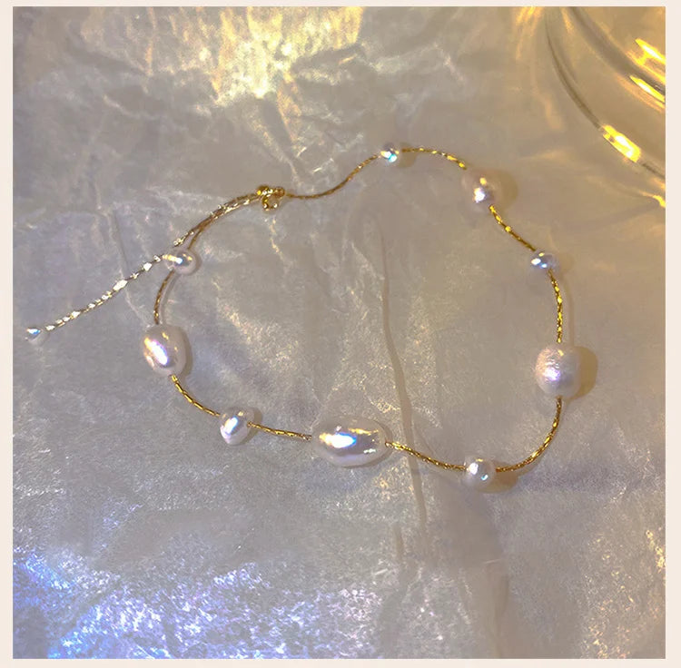 Dainty Chain Pearl Bracelet